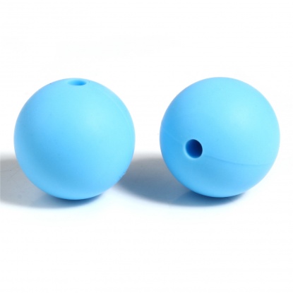 Immagine di Silicone Separatori Perline Tondo Blu Circa 15mm Dia, Foro: Circa 2.5mm, 10 Pz