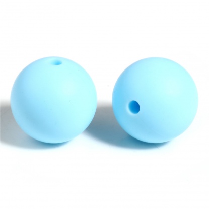 Immagine di Silicone Separatori Perline Tondo Azzurro Circa 15mm Dia, Foro: Circa 2.5mm, 10 Pz