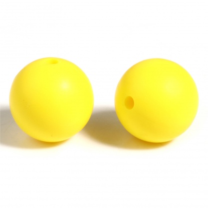 Immagine di Silicone Separatori Perline Tondo Giallo Limone Circa 15mm Dia, Foro: Circa 2.5mm, 10 Pz