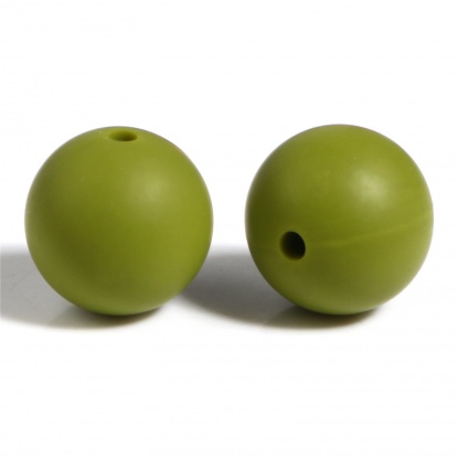 Immagine di Silicone Separatori Perline Tondo Combattimento-Verde Circa 15mm Dia, Foro: Circa 2.5mm, 10 Pz