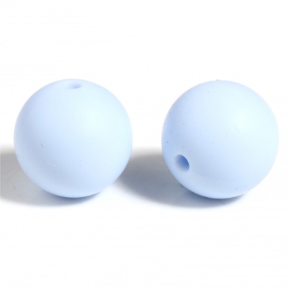 Immagine di Silicone Separatori Perline Tondo Blu Chiaro Circa 15mm Dia, Foro: Circa 2.5mm, 10 Pz