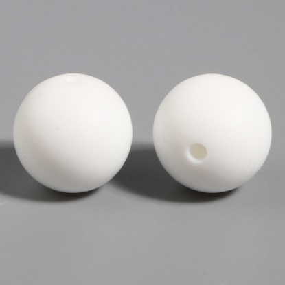 Immagine di Silicone Separatori Perline Tondo Bianco Circa 15mm Dia, Foro: Circa 2.5mm, 10 Pz