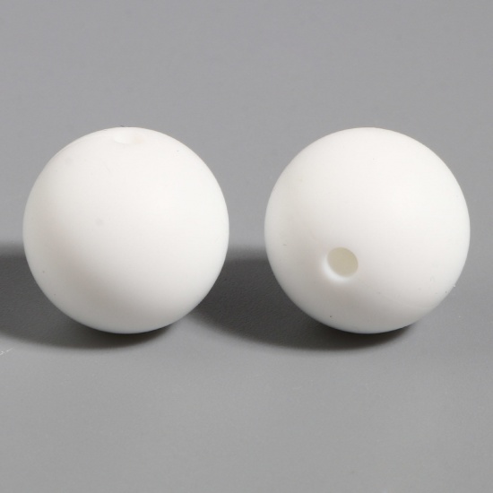 Bild von Silikon Perlen Rund Weiß 15mm D., Loch: 2.5mm, 10 Stück