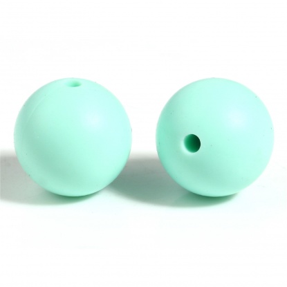 Immagine di Silicone Separatori Perline Tondo Menta Verde Circa 15mm Dia, Foro: Circa 2.5mm, 10 Pz