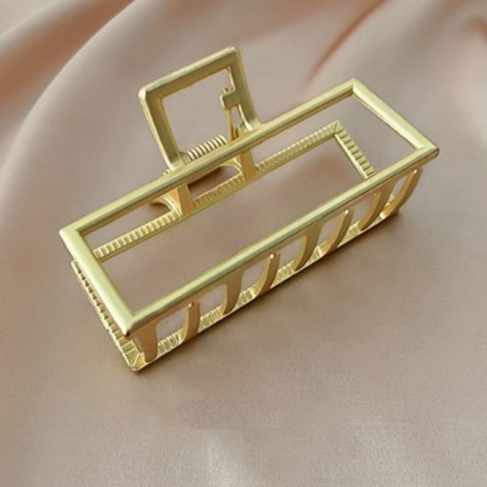 Bild von Zinklegierung Haarklammer Zubehör Matt Gold Rechteck 7cm, 1 Stück