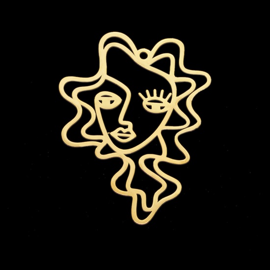 Imagen de Acero Inoxidable Colgantes Chapado en Oro Mujer 4.9cm x 3.6cm, 1 Unidad