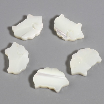 Image de Perles en Coquille Chèvre Crème 15mm x 10mm, Taille de Trou: 0.8mm, 5 Pcs