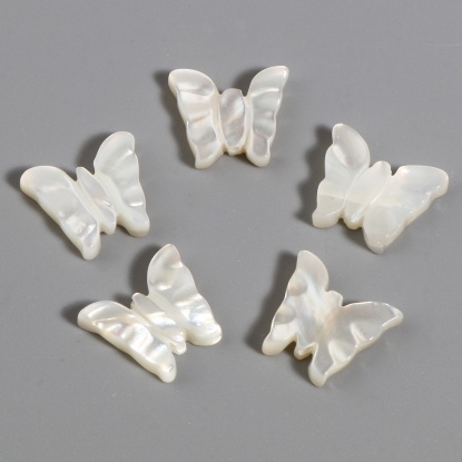 Image de Perles Insecte en Coquille Papillon Crème 13mm x 11mm, Taille de Trou: 0.8mm, 2 Pcs