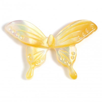 Image de Perles Insecte en Coquille Papillon Jaune 30mm x 20mm, Taille de Trou: 0.8mm, 1 Pièce