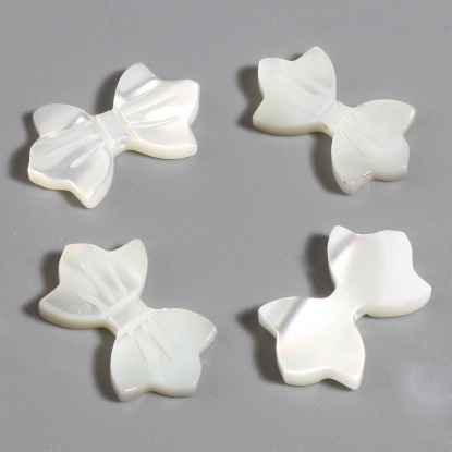 Image de Perles en Coquille Nœuds Papillon Crème 17mm x 11mm -16mm x 10mm, Taille de Trou: 0.8mm, 2 Pcs