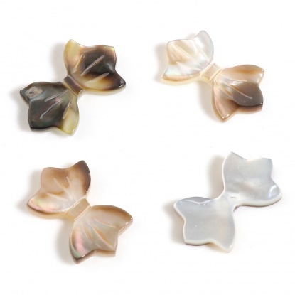 Image de Perles en Coquille Nœuds Papillon Brun 13mm x 8mm -12mm x 7mm, Taille de Trou: 0.8mm, 2 Pcs