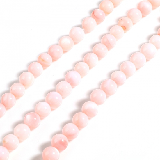 Image de Perles en Coquille Rond Rose Coloré 6mm Dia, Taille de Trou: 1mm, 38cm - 37.5cm long, 1 Enfilade （Env. 59 Pcs/Enfilade)