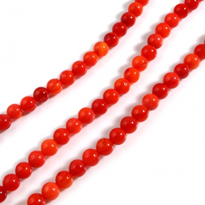 Image de Perles en Coquille Rond Rouge Foncé Coloré 6mm Dia, Taille de Trou: 1mm, 38cm - 37.5cm long, 1 Enfilade （Env. 59 Pcs/Enfilade)