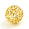 Picture of Copper Beads 18K Real Gold Plated Round Filigree About 10mm Dia, Hole: Approx 1.5mm, 2 PCs