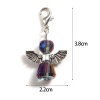 Bild von Zinklegierung & ABS Plastik Religiös Stricken Stitch Markers Engel Antiksilber Blau Violett 38mm x 22mm, 2 Stück