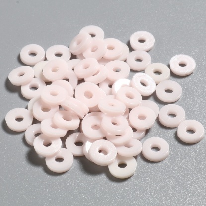 ABS ビーズ サークル形　円型　 薄ピンク 約 6mm 直径、 穴：約 2.1mm、 5000 個 の画像