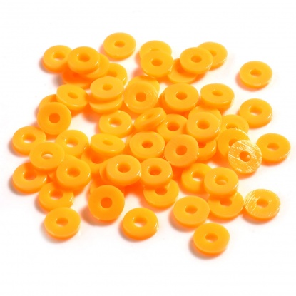 ABS ビーズ サークル形　円型　 オレンジ色 約 6mm 直径、 穴：約 2.1mm、 5000 個 の画像