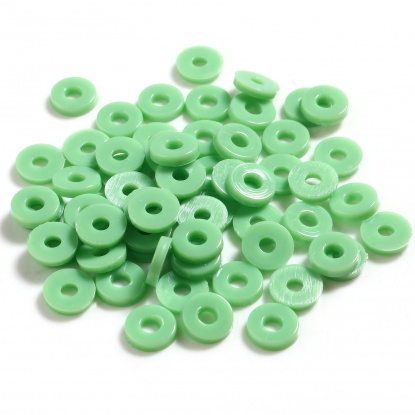 ABS ビーズ サークル形　円型　 緑 約 6mm 直径、 穴：約 2.1mm、 5000 個 の画像