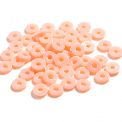 ABS ビーズ サークル形　円型　 オレンジピンク 約 6mm 直径、 穴：約 2.1mm、 5000 個 の画像