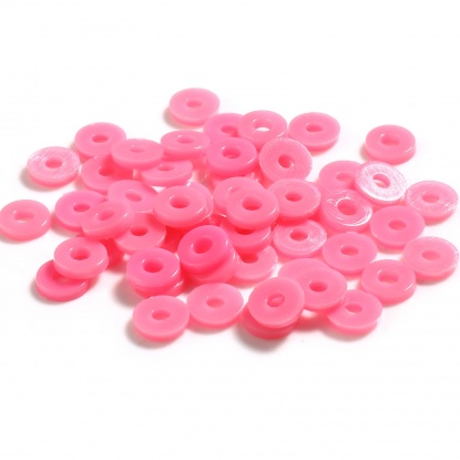 ABS ビーズ サークル形　円型　 濃いピンク 約 6mm 直径、 穴：約 2.1mm、 5000 個 の画像