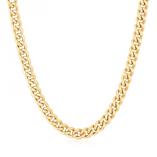 Picture of Stainless Steel Curb Link Chain Necklace 18K Real Gold Plated 45cm(17 6/8") long, 1 Piece