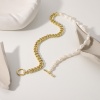 Bild von Umweltfreundlich Einfach und lässig Exquisit 18K Vergoldet Weiß 304 Edelstahl & Naturperle Kubanische Gliederkette Halskette Für Frauen 44cm lang, 1 Strang
