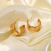 Picture of Eco-friendly Simple & Casual Ins Style 18K Real Gold Plated 304 Stainless Steel C Shape Hoop Earrings For Women Party 20.8mm x 13mm, 1 Pair