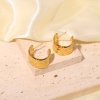 Picture of Eco-friendly Simple & Casual Ins Style 18K Real Gold Plated 304 Stainless Steel C Shape Hoop Earrings For Women Party 20.8mm x 13mm, 1 Pair