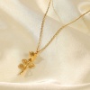 Bild von Edelstahl Valentinstag Halskette 18K Vergoldet Rose 41cm lange, 1 Strang