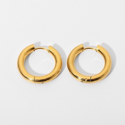 Picture of Stainless Steel Hoop Earrings 18K Real Gold Plated Round 24mm Dia., 1 Pair
