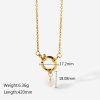 Immagine di Acciaio Inossidabile & Perla Collana 18K Oro riempito Anello 42cm Lunghezza, 1 Pz