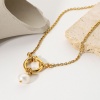 Immagine di Acciaio Inossidabile & Perla Collana 18K Oro riempito Anello 42cm Lunghezza, 1 Pz