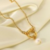 Immagine di Acciaio Inossidabile & Perla Collana 18K Oro riempito Anello 42cm Lunghezza, 1 Pz