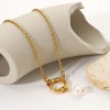 Immagine di Acciaio Inossidabile & Perla Collana 18K Oro riempito Anello 42cm Lunghezza, 1 Pz