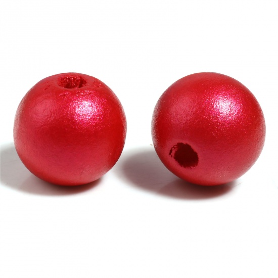 Bild von Schima Holz Zwischenperlen Spacer Perlen Rund Rot Spritzlackierung ca. 10mm D., Loch: ca. 2.8mm, 100 Stück