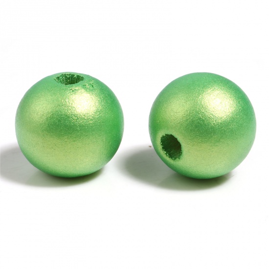 Bild von Schima Holz Zwischenperlen Spacer Perlen Rund Hellgrün Spritzlackierung ca. 10mm D., Loch: ca. 2.8mm, 100 Stück