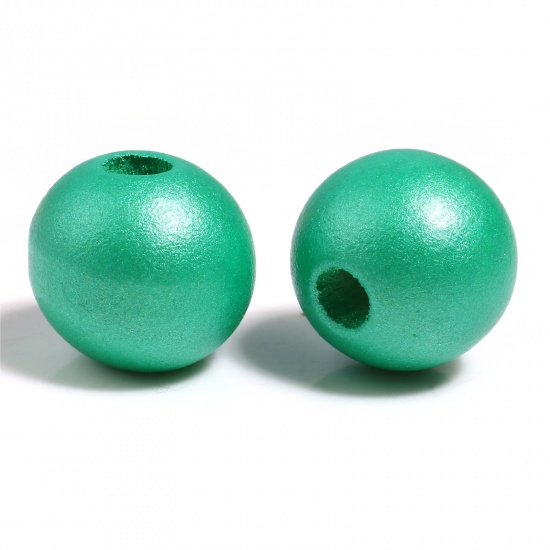 Bild von Schima Holz Zwischenperlen Spacer Perlen Rund Grün Spritzlackierung ca. 10mm D., Loch: ca. 2.8mm, 100 Stück