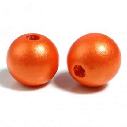 シマスーパーバ ビーズ 円形 オレンジ色 ペインティング 約 16mm直径、 穴：約 4.4mm-3.9mm、 50 個 の画像