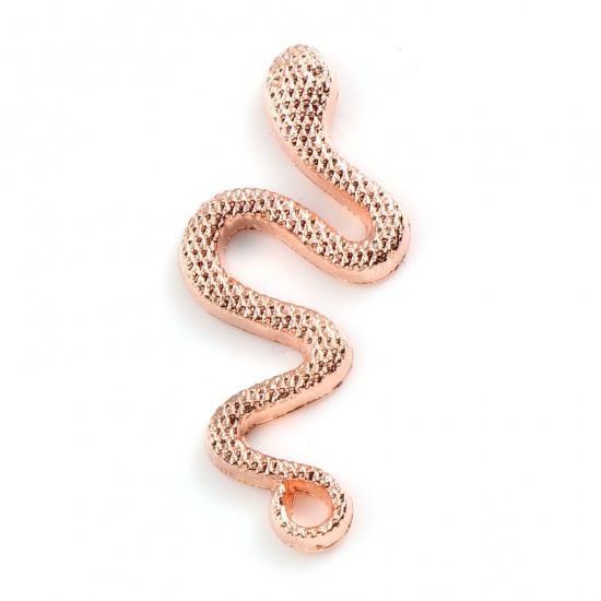 Picture of Zinc Based Alloy Pendants Snake Animal Rose Gold 31mm x 14mm, 20 PCs