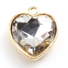 Picture of Zinc Based Alloy & Glass Valentine's Day Charms Heart Gold Plated White 18.5mm x 16mm, 5 PCs