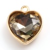 Picture of Zinc Based Alloy & Glass Valentine's Day Charms Heart Gold Plated Champagne 18.5mm x 16mm, 5 PCs