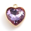 Picture of Zinc Based Alloy & Glass Valentine's Day Charms Heart Gold Plated Mauve 18.5mm x 16mm, 5 PCs