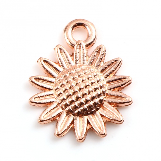 Picture of Zinc Based Alloy Charms Sunflower Rose Gold 19mm x 15mm, 50 PCs
