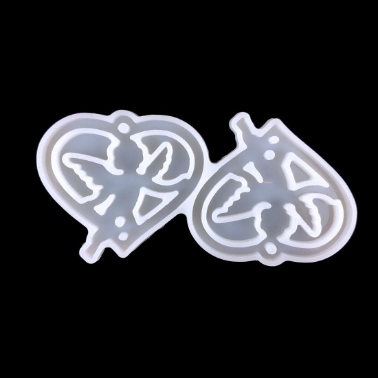 Picture of Silicone Resin Mold For Jewelry Making Pendant Earrings Keychain Heart Angel White 8.5cm x 4cm, 1 Piece
