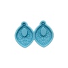 Picture of Silicone Resin Mold For Jewelry Making Pendant Earrings  Oval Carved Pattern Blue 6.5cm x 4.5cm, 5 PCs