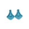 Picture of Silicone Resin Mold For Jewelry Making Pendant Earrings  Fan-shaped Carved Pattern Blue 7cm x 4.5cm, 5 PCs