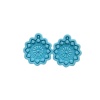 Picture of Silicone Resin Mold For Jewelry Making Pendant Earrings  Flower Carved Pattern Blue 8cm x 4.5cm, 5 PCs