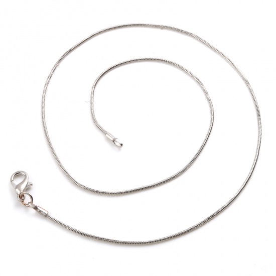 Bild von Eisenlegierung Schlangenkette Kette Halskette Silberfarbe 43cm lang, 2 Packungen ( 10 Stück/Packung)