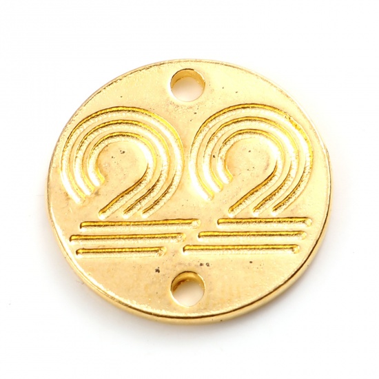 Picture of Zinc Based Alloy Year Connectors Round Gold Plated Number Message " 22 " 16mm Dia., 10 PCs