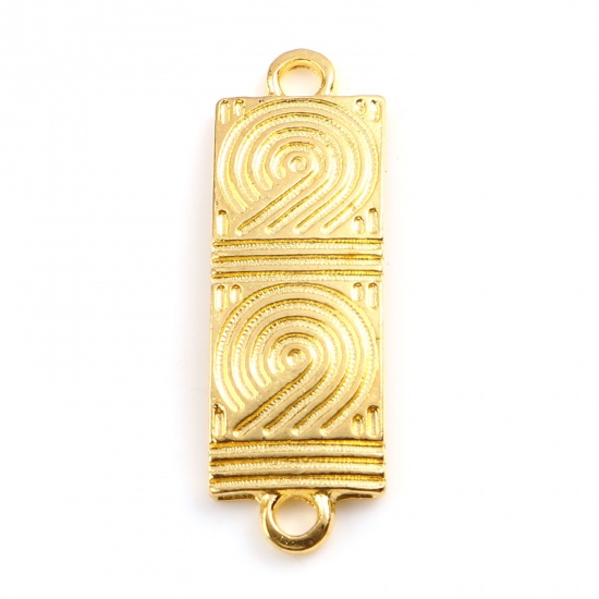 Picture of Zinc Based Alloy Year Connectors Rectangle Gold Plated Number Message " 22 " 28mm x 9mm, 10 PCs
